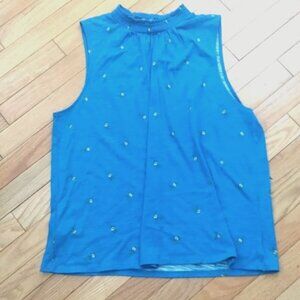 LOFT Bright Blue Floral Ditsy Print Tank - XL